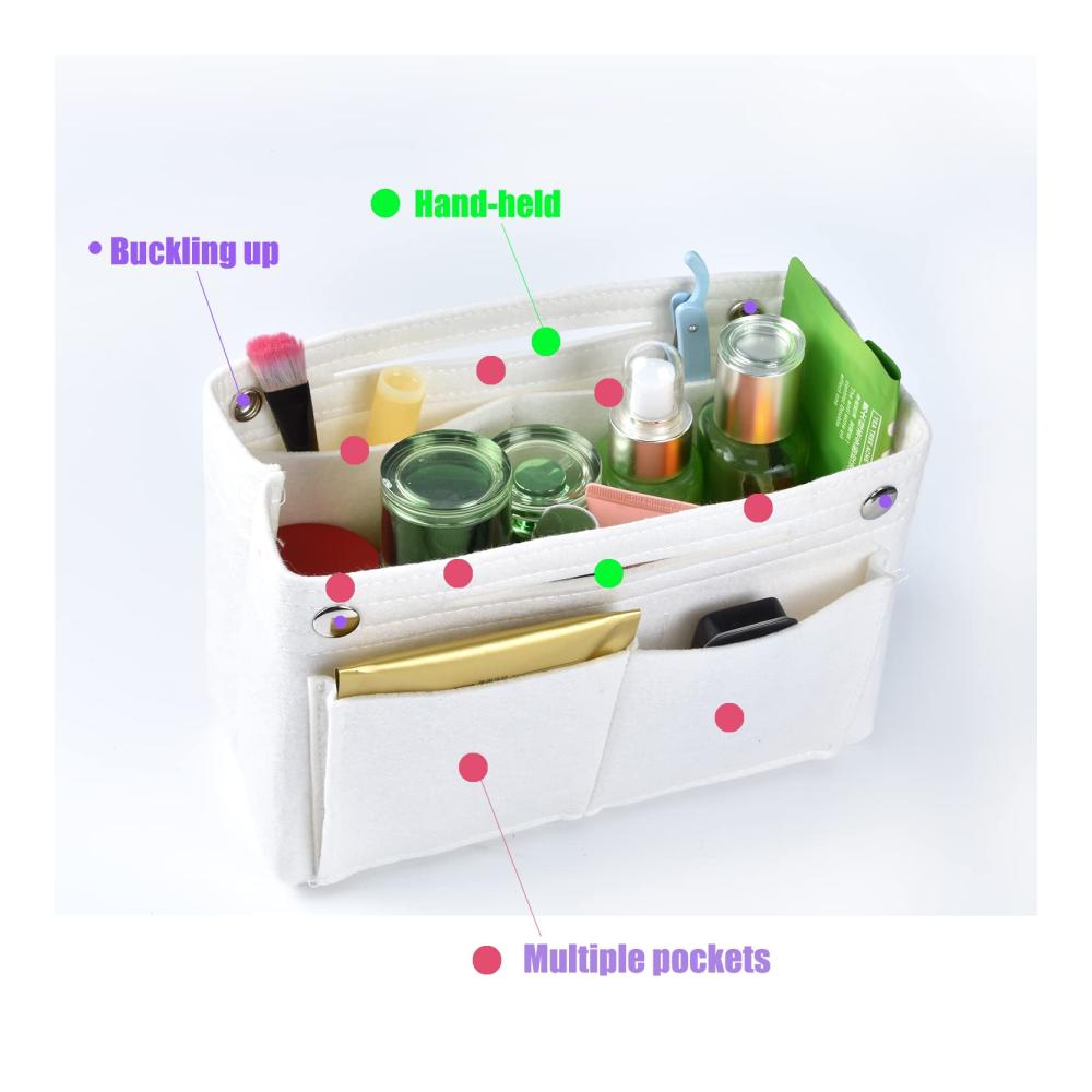 Filz-Taschenorganizer für Handtaschen und Kosmetiktaschen mit mehreren Fächern für Geldbeutel Make-up Aufbewahrungstasche in Tasche Innenbeutel