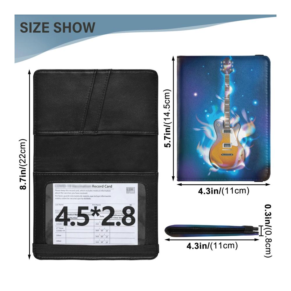 Exklusive Reisepasshülle für Damen Brennende Gitarre mit Blauen Flammen - Hochwertiges PU-Leder - Perfektes Reisegeschenk - 145 x 109 cm - Bunt - Einheitsgröße! Entdecke Stil und Schutz! 🌟