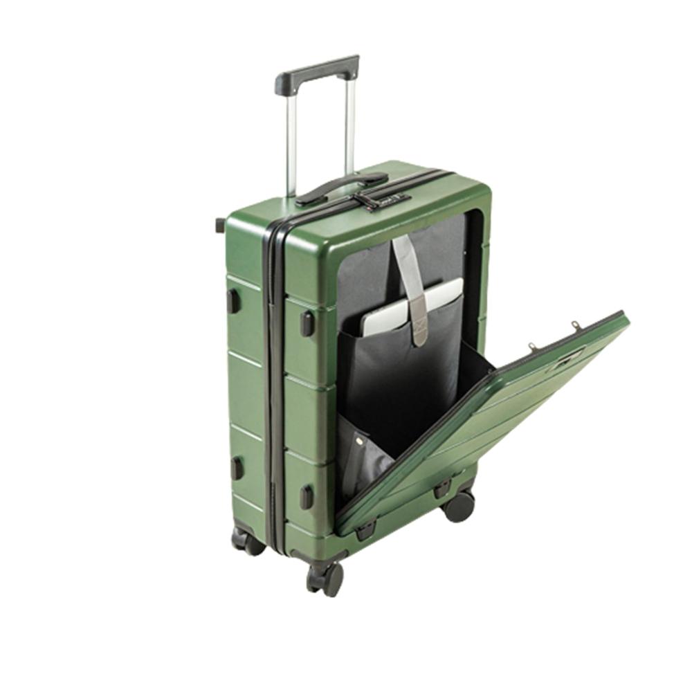 Machen Sie das Reisen leichter mit unserem Handgepäck 20 Zoll zugelassen für Fluggesellschaften Hartschale USB-Anschlüsse Rollen Taschenfach grün. Ideal für unterwegs