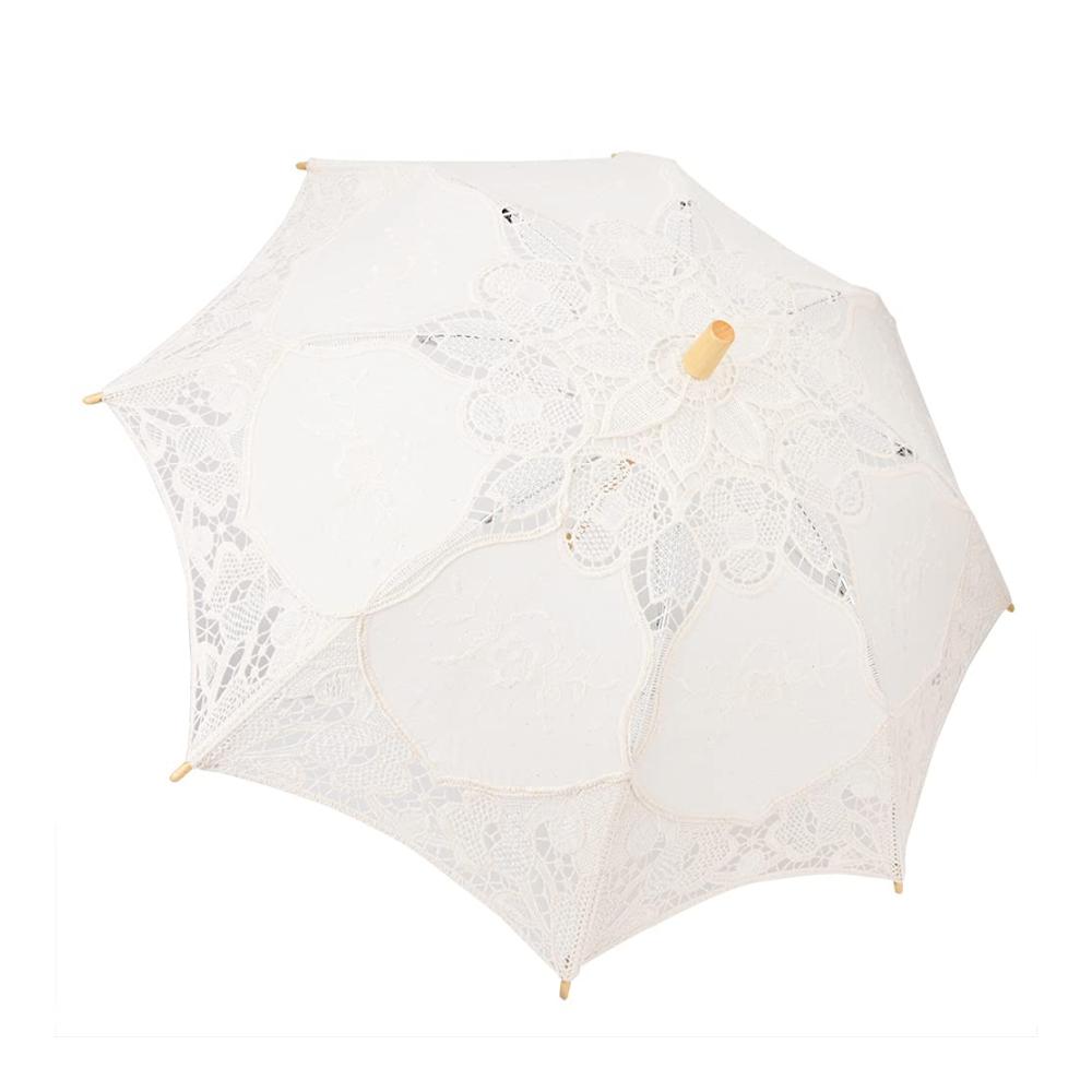 Entzückender Vintage-Spitzen-Sonnenschirm für Hochzeiten Tanz & Fotografie - Handgefertigt aus Baumwolle - Beige Groß - Einzigartiger Regenschirm für Braut & Requisite