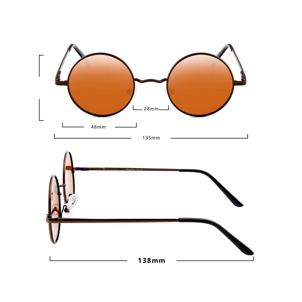 Edle Polarisierte Sonnenbrille mit runden Gläsern für Herren und Damen – Retro-Vintage-Design mit verspiegelten Gläsern