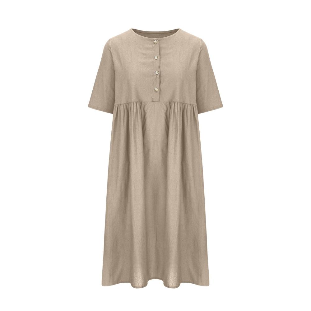 Entdecke das ultimative Sommerkleid für entspannte Freizeitmomente! Damen Lang Leinenkleid mit halben Ärmeln Vintage-Look und lockeren Strandkleid-Vibes. Jetzt zugreifen
