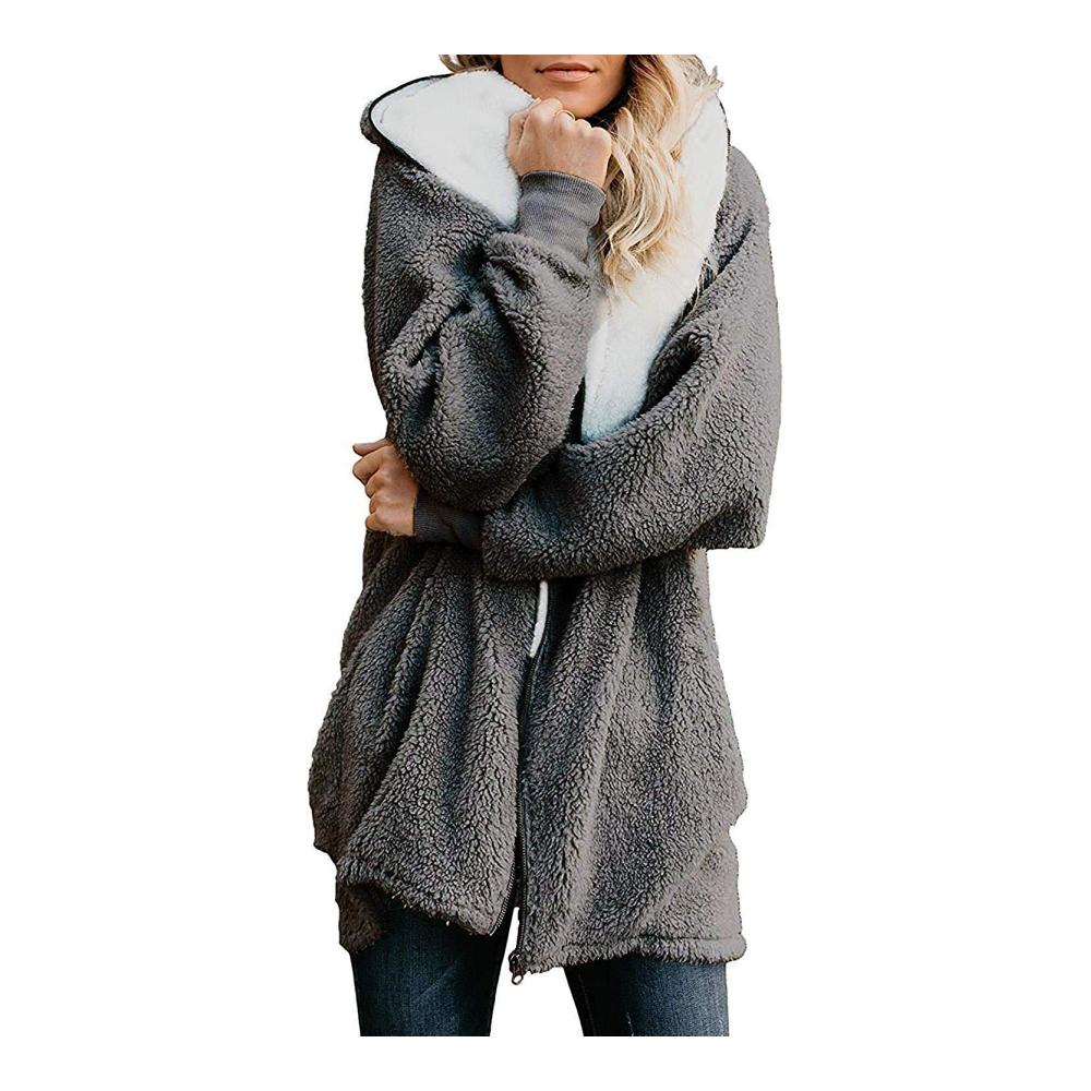 Entdecke den ultimativen Komfort Damen Fleecejacke mit Oversize-Schnitt Sherpa-Hoodie und flauschigem Fleece – Dein perfekter Begleiter für kalte Tage