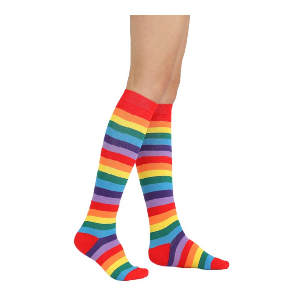 Erlebe Stil und Komfort Trendige Kniestrümpfe für Damen – YUEMING Lange Bunt gestreifte Socken mit kreativem Design
