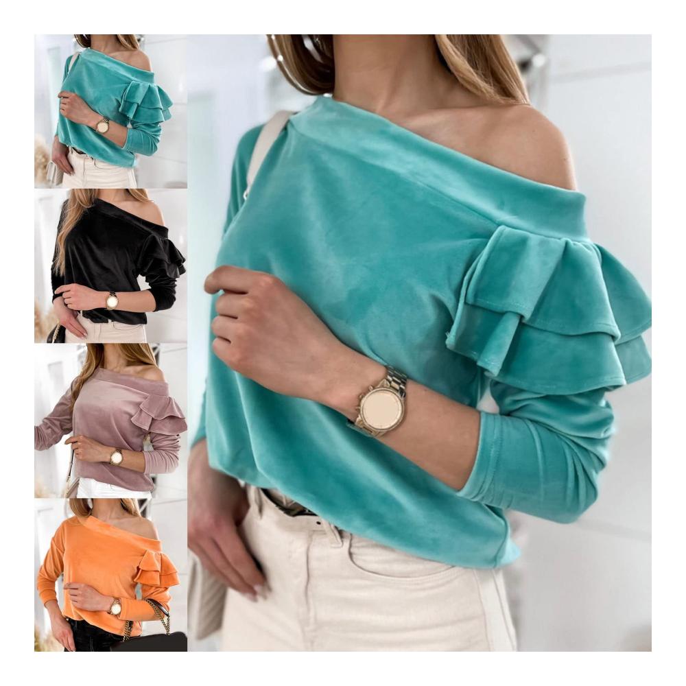Damen Tanktop mit Volant-Rand und schrägen Schultern schlichter Samt vielseitig einsetzbar für den Frühling und den täglichen Gebrauch in Orange Größe M