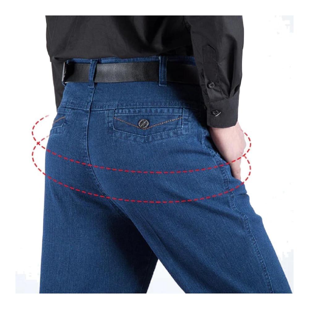 Stilvoll und bequem Herren High Waist Straight Fit Jeans - Schlanke Stretch-Jeans mit 4 Taschen für lässige Eleganz