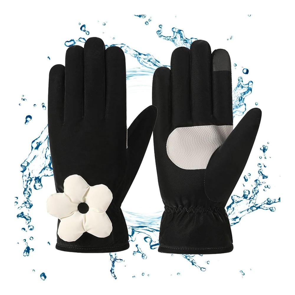 Stilvolle Touchscreen-Handschuhe mit Blumenmuster | Damen Winterhandschuhe für kalte Tage | Warme Thermohandschuhe für Mädchen | Perfekte Ausrüstung gegen Kälte