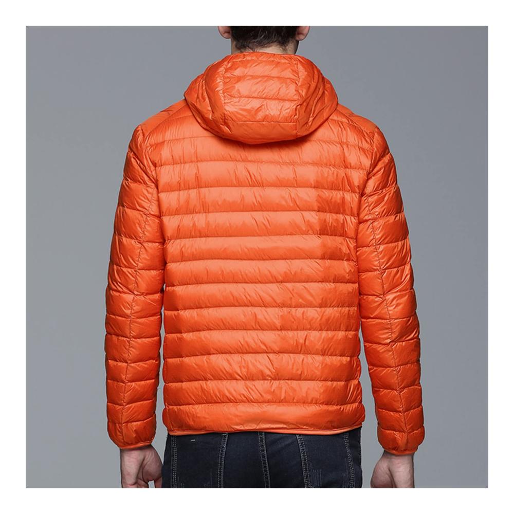 Herrenjacke für Winterschwimmen Warm gefütterte Baumwolljacke mit Reißverschlusstaschen und Kapuze ideal für Freizeit und Alltag Orange
