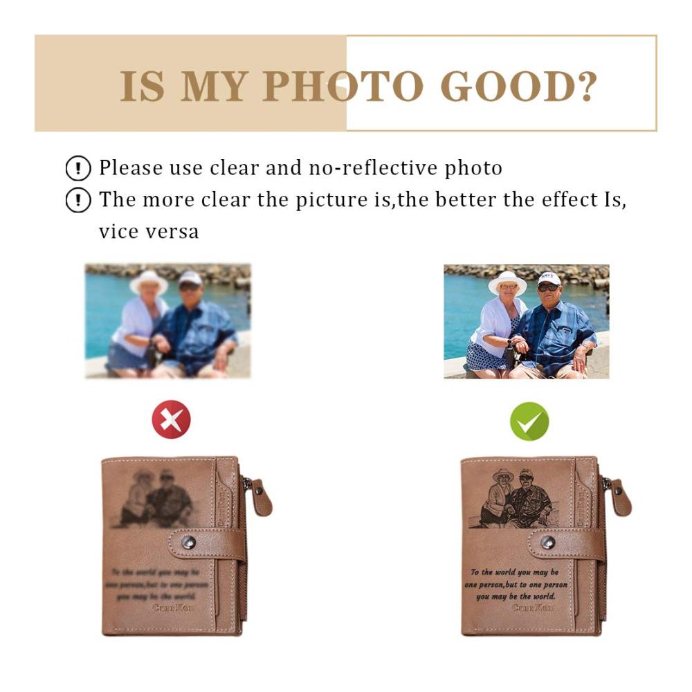 Entdecken Sie einzigartige Geldbörsen Personalisierte Foto-Brieftasche für Männer - Unvergessliche Geschenke für Ehemann Vater & Sohn! Jetzt in Braun