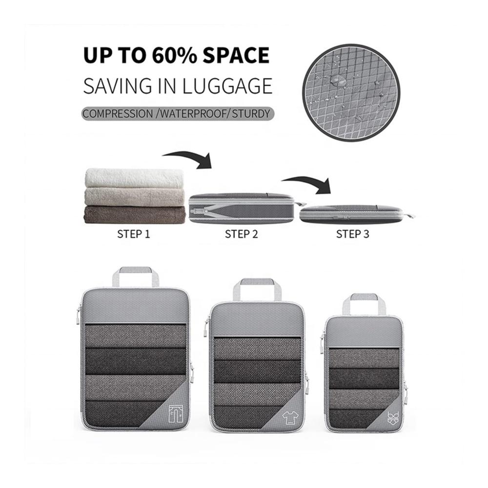 6er Set Kofferorganizer mit Kompressionsfunktion Verpackungswürfel & Organizer Taschen für effizientes Packen Reisezubehör für geordnetes Gepäck