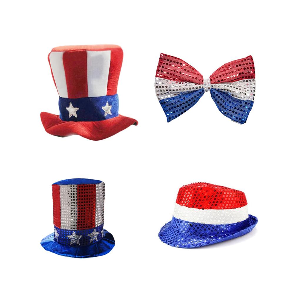 Vintage Fliegen für den Independence Day! Leichtes Design mit US Flaggen ideal für Weihnachten & Vergnügungspark. Rote & blaue Pailletten-Fliege für stilvolle Feierlichkeiten