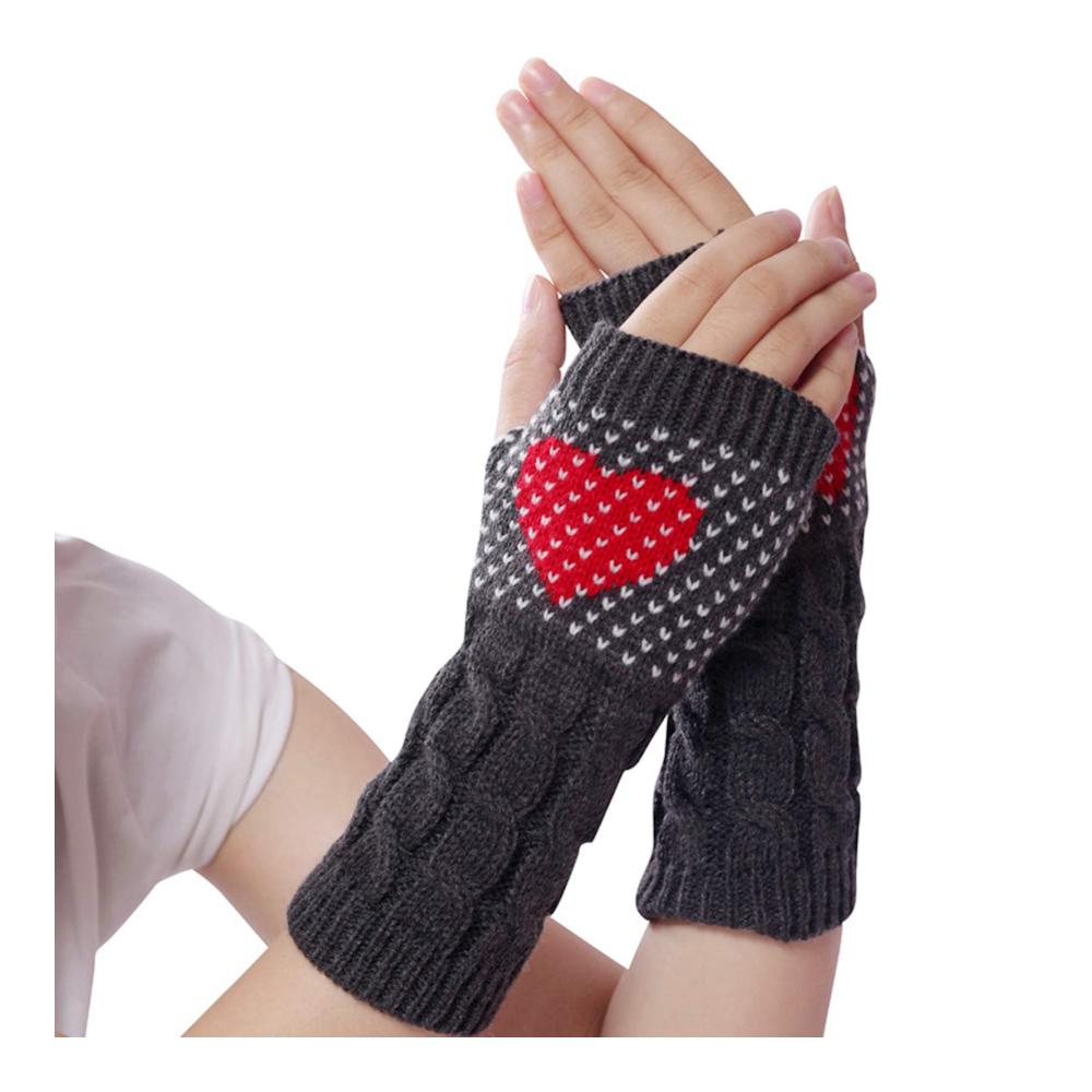 Entzückende Fingerfreiheit XuHang Damen Winterhandschuhe - Strickmuster mit süßem Herz-Jacquard für Spaziergänge Laufen und Radfahren mit Hund