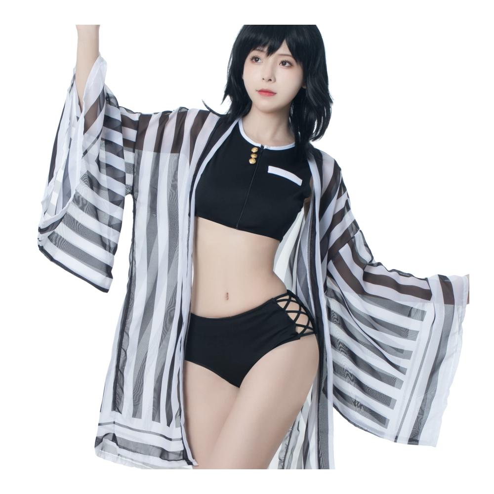 Damen Badeanzug Rengoku Cosplay Shinobu Bikini Frauen Anime Bademode Damen Swimsuit Kostüm Badeanzug | Bikini-Sets für Rollenspiel Anime-Conventions und Strandpartys