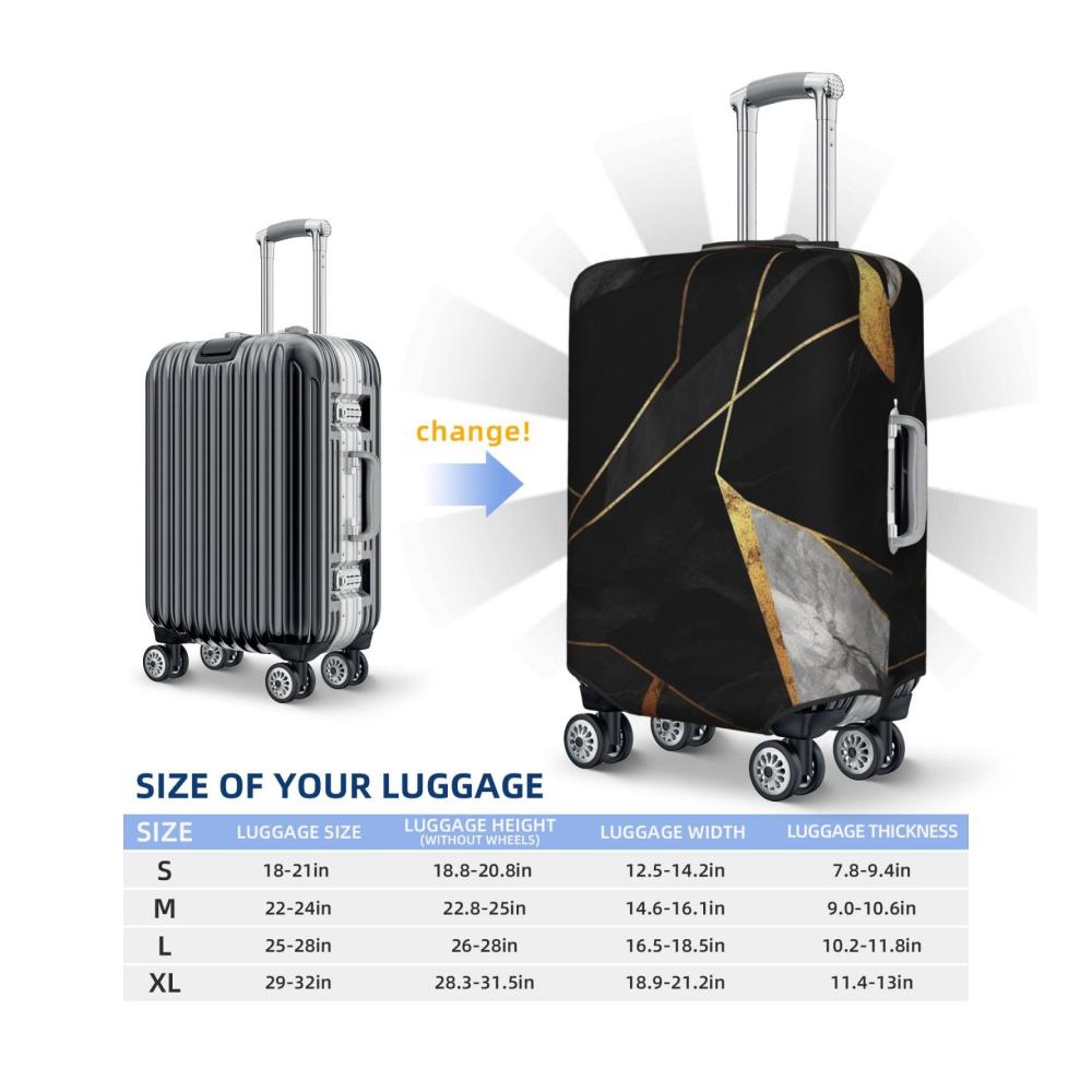 Luxuriöse Reisegepäckabdeckung Elastisch Schwarzer Marmor-Look für modischen Koffer-Schutz. Passend für 457-813 cm Gepäck Schwarz XL Koffer. Gönnen Sie Ihrem Gepäck stilvollen Schutz