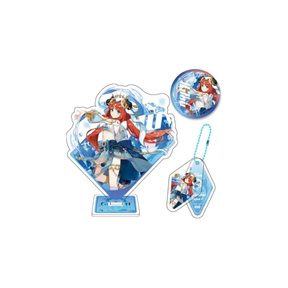 Erstaunliches Set Stilvolle Schlüsselringe & -bänder für Herren! Perfekt als Geschenk für Fans von Genshin Impact! 3-teiliges Set mit Stand-up-Marke und Acryl-Box