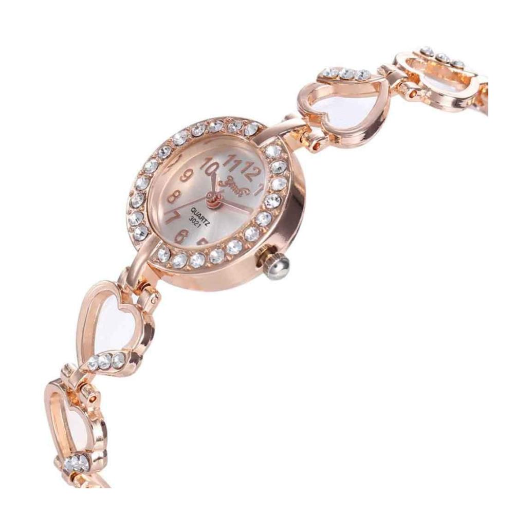 Entzückende Roségold-Armbanduhr Luxuriöse Damen Analog Quarz Armbanduhr mit funkelnden Strasssteinen und modischem Herzdesign. Perfektes Geburtstagsgeschenk für stilbewusste Frauen