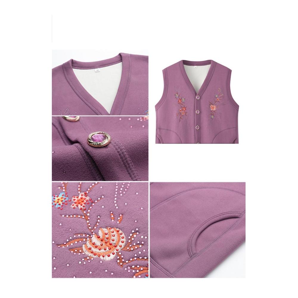 Entdecken Sie den zeitlosen Komfort Gestrickter Pullover mit V-Ausschnitt für Damen mittleren Alters. Warm ärmellos und stilvoll. Perfekt für den Winter. Vintage-Chic mit praktischen Taschen