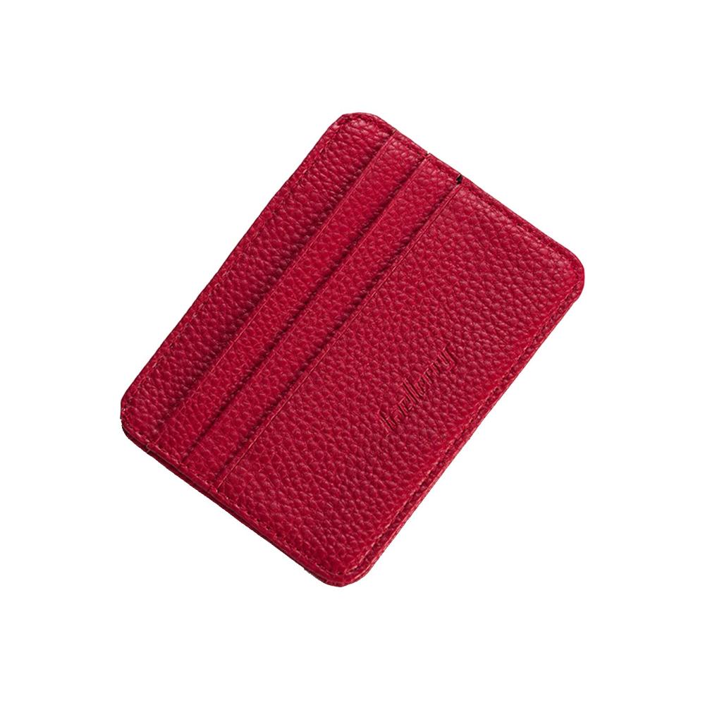 Entdecken Sie den ultimativen Stil XHUMORG Elegante Leder-Geldbörse mit Vordertasche für Herren und Damen - Minimalistisches Design mit Ausweisfenster (Rot