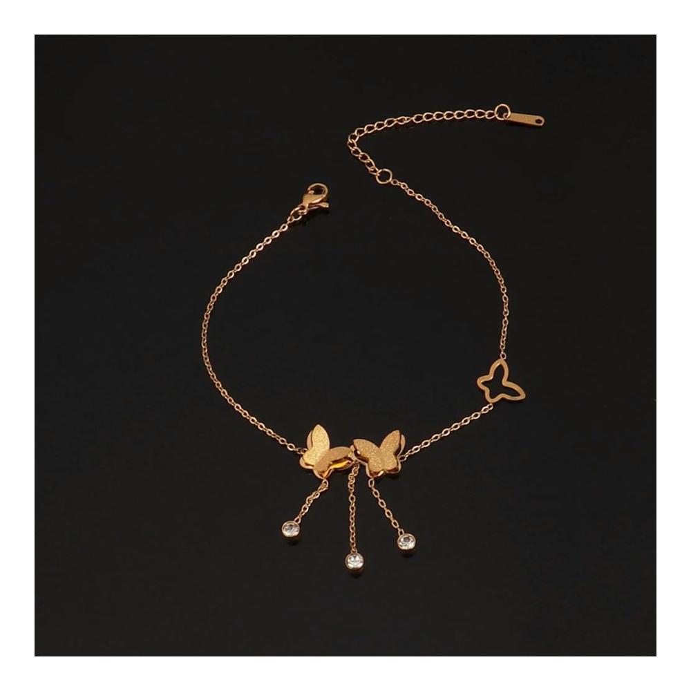 Entdecken Sie den zeitlosen Glamour Goldene Schmetterlingsfüßkettchen mit Vintage-Charme - 21-teiliges Set 5 cm lang funkelnde Perlen und edler Edelstahl für stilvolle Frauen. Perfektes Geschenk