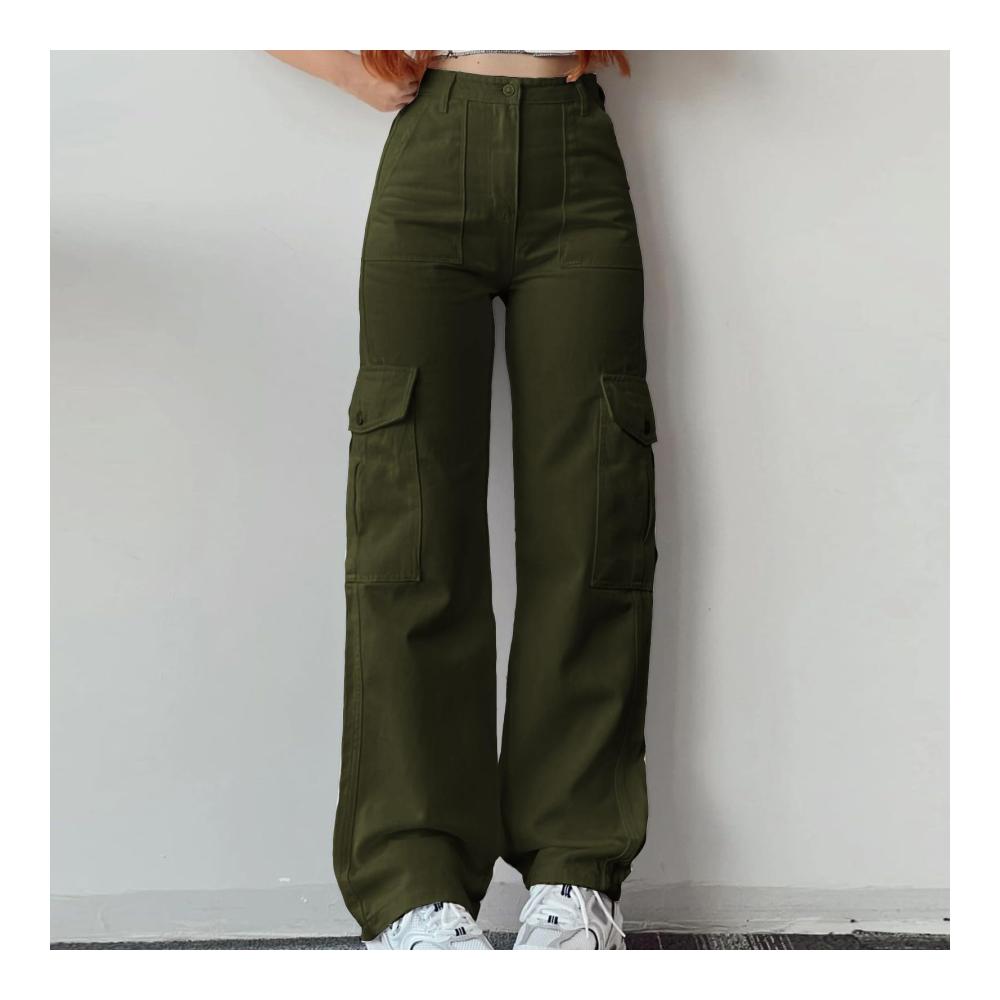 Attraktive Sommerhose für Damen Multifunktionale Taillen-Cargohose mit 3 Taschen und variabler Taille. Schwarz Größe 44. Perfekte Freizeithose für den Sommer