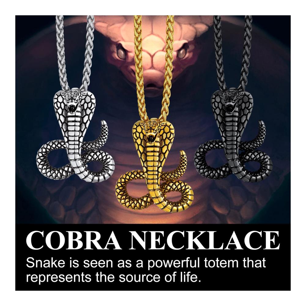 Einzigartige Edelstahl Kobra Kette Maskulines Accessoire für Herren und Jungen mit Punk-Schlange Anhänger. Stilvoll und robust perfekt für jeden Look! 🐍🔗