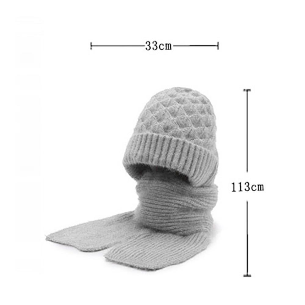 Integrierte Wintermütze mit Schal und Handschuhset Warme Strickmütze winddichter Maskenschal mit Kapuze thermische Handschuhe für Frauen und Mädchen