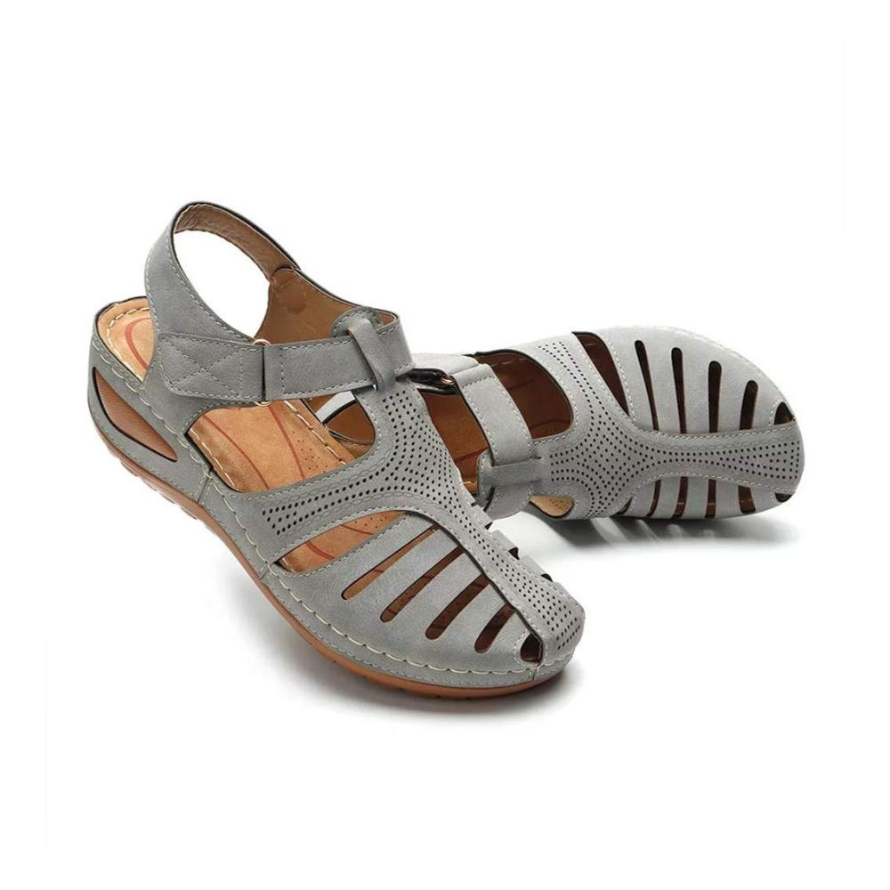 Erleben Sie den ultimativen Komfort Sport Sandalen & Folien für Damen - Atmungsaktiv Leicht mit Klettverschluss und Cutouts. Perfekt für den Sommer! Große Größe Grau 44 EU