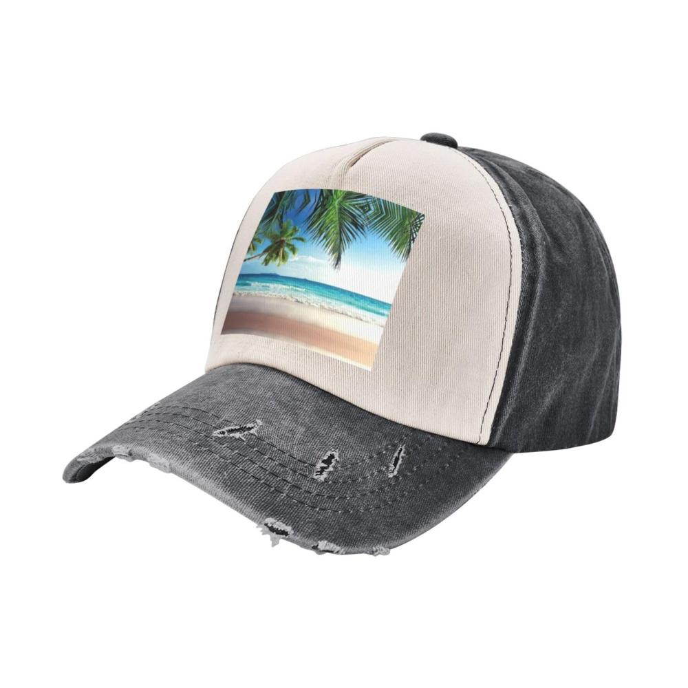 Entdecken Sie den tropischen Flair mit unserer verstellbaren Baseballkappe mit Hawaii-Stranddruck und Palmenmotiv! Ein vielseitiger Outdoor-Hut für Damen und ein perfektes Geschenk zum Vatertag