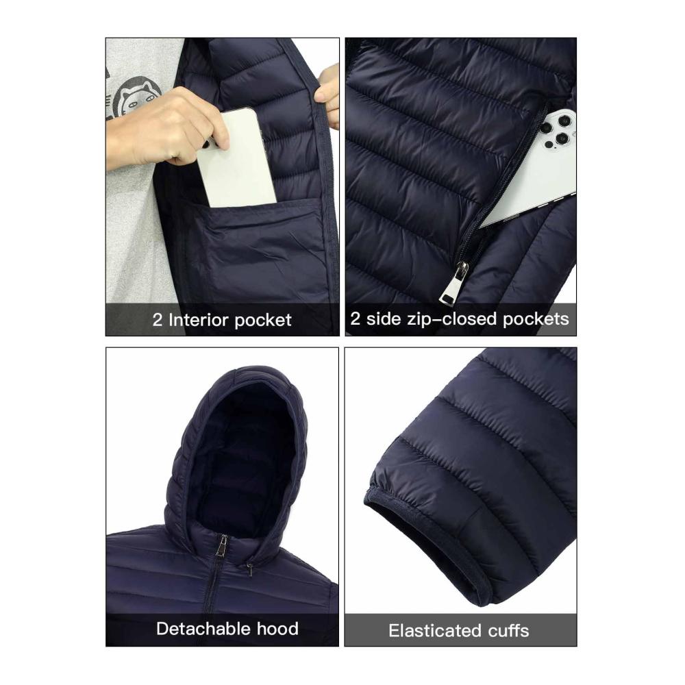 Stilvoll und Warm Hochwertige Daunenjacke für Herren - Leicht wasserabweisend und packbar - Perfekt für den Winter - Marineblau Größe M