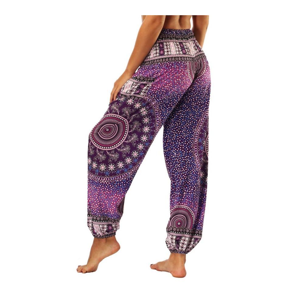 Elegante Damen Haremshose mit Blumenmuster Perfekte Sommerhose für Yoga und Freizeit mit geräumigen Taschen und Ballonhosen-Stil. Entdecke die ultimative Leichtigkeit der Hosen