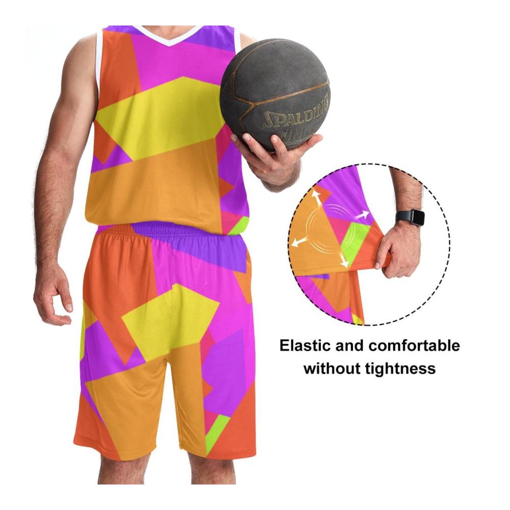 Hochwertige Spieltrikots Herren Basketballanzug mit Taschen Teamuniform für Männer & Frauen Sportbekleidung in abstraktem geometrischem Design bis Größe 5XL
