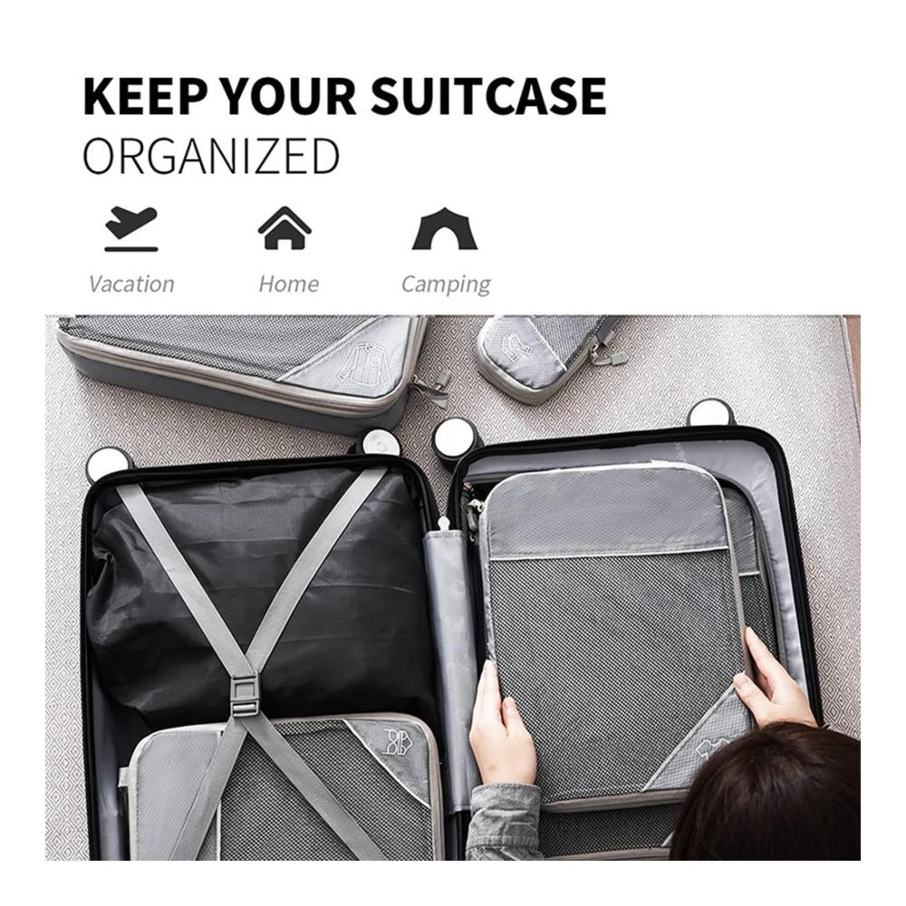 6er Set Kofferorganizer mit Kompressionsfunktion Verpackungswürfel & Organizer Taschen für effizientes Packen Reisezubehör für geordnetes Gepäck