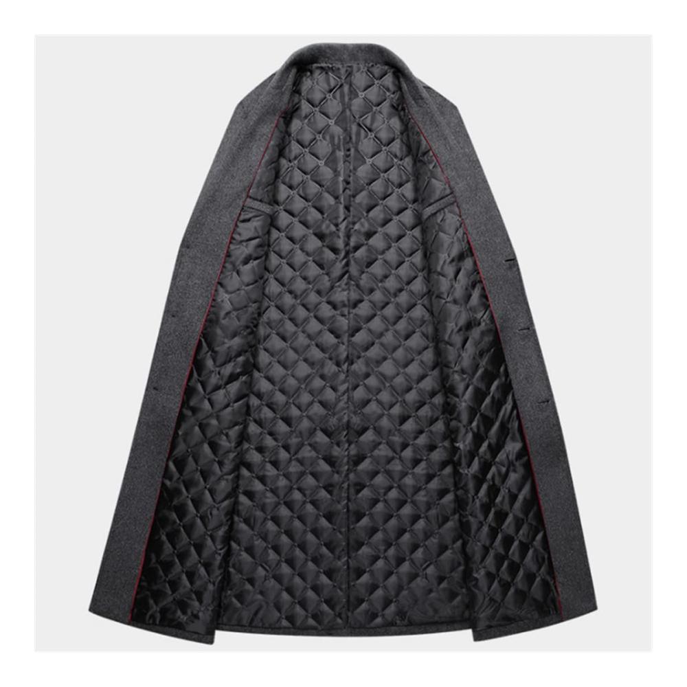 Herren Wintermantel aus Wolle langer Trenchcoat Business Casual dicke Jacke aus Wollmaterial mit Windschutz