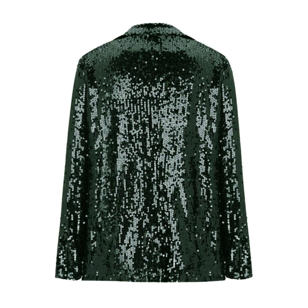 Glitzernder Paillettenblazer für Damen Eleganter glänzender Anzugblazer mit Slim Fit Langarm-Bomberjacke und Pailletten-Party-Outwear