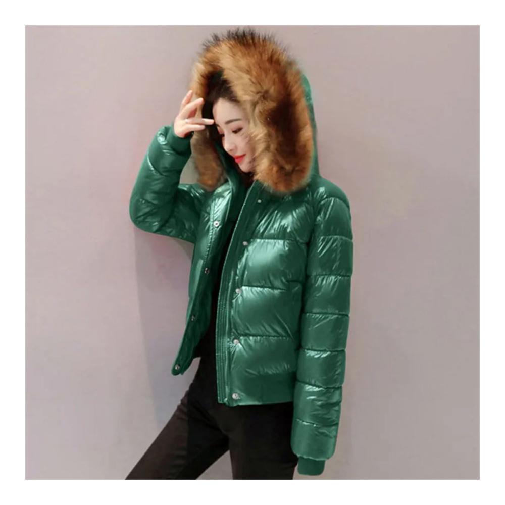 Damen Winter Daunenjacke mit Kapuze und Kunstpelzkragen Kurzmantel für kalte Tage