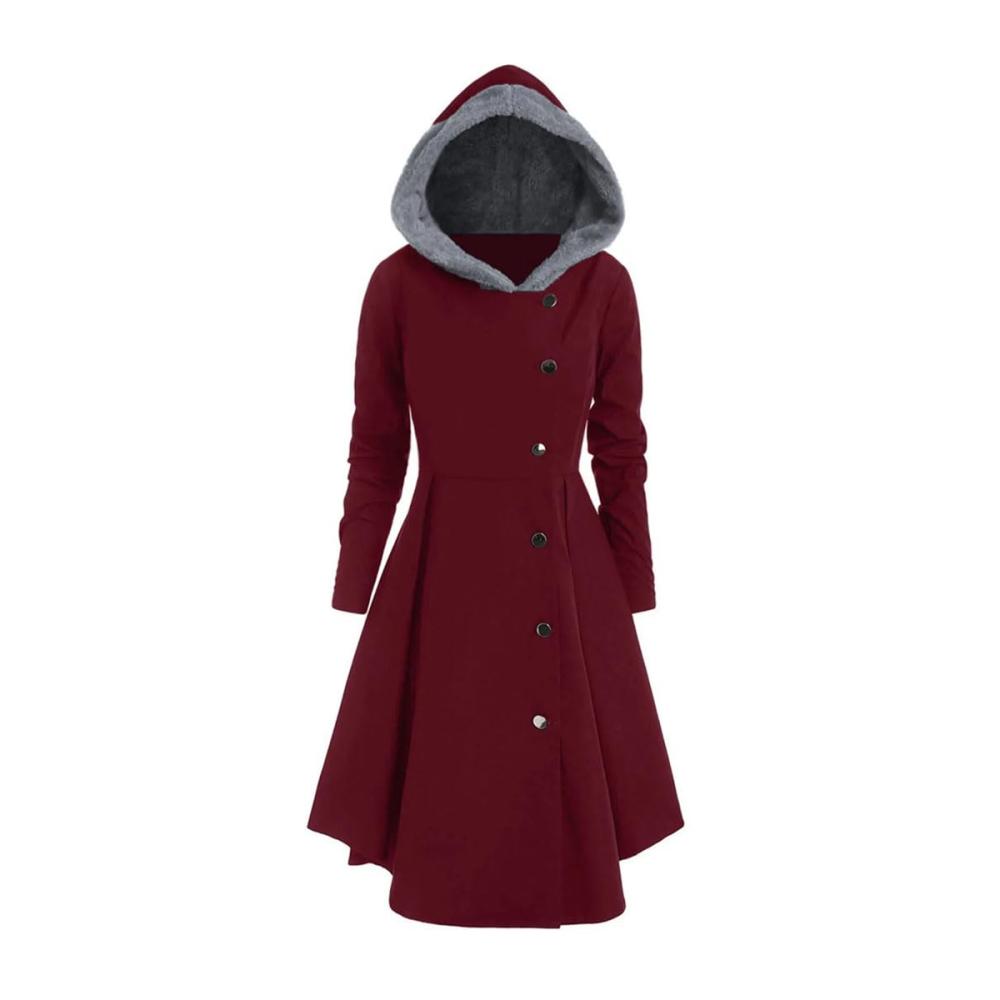 Elegantes Damencape aus weichem Fleece mit asymmetrischem Saum und Kapuze für Herbst/Winter