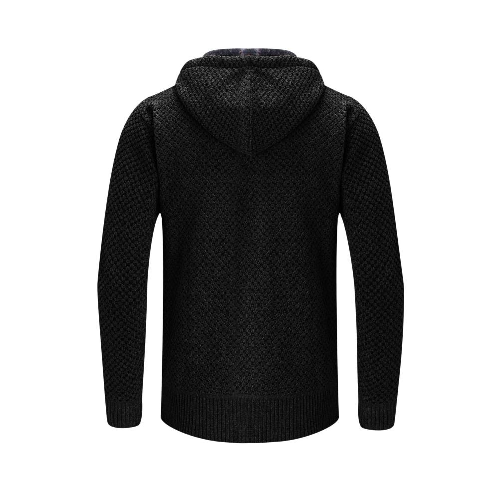Strickjacke für Herren mit Kapuze | Große Größen | Warm & Gefüttert | Strickfleecejacke mit Reißverschluss | Langarm | Outdoor- & Winterjacke