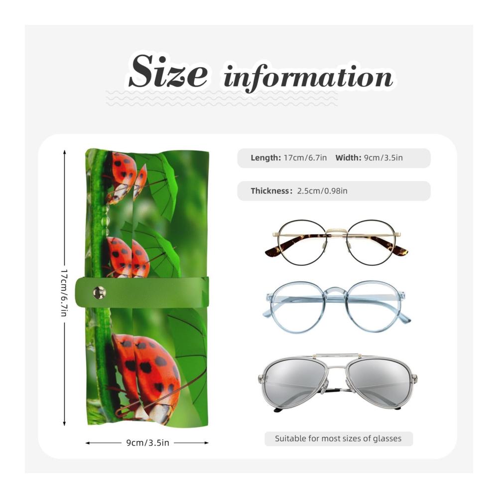 Lustige Sonnenbrillenetuis aus Leder mit Marienkäfer-Aufdruck für optimalen Schutz──Elegante PU-Leder Brillencases mit weichem Futter verschiedene stylische Designs
