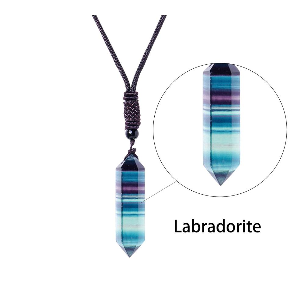 Sechseckige Anhänger aus Natural Fluorit-Kristallen | Hexagonale Energie-Edelstein-Kette mit Anhänger | Chakra-Heilung