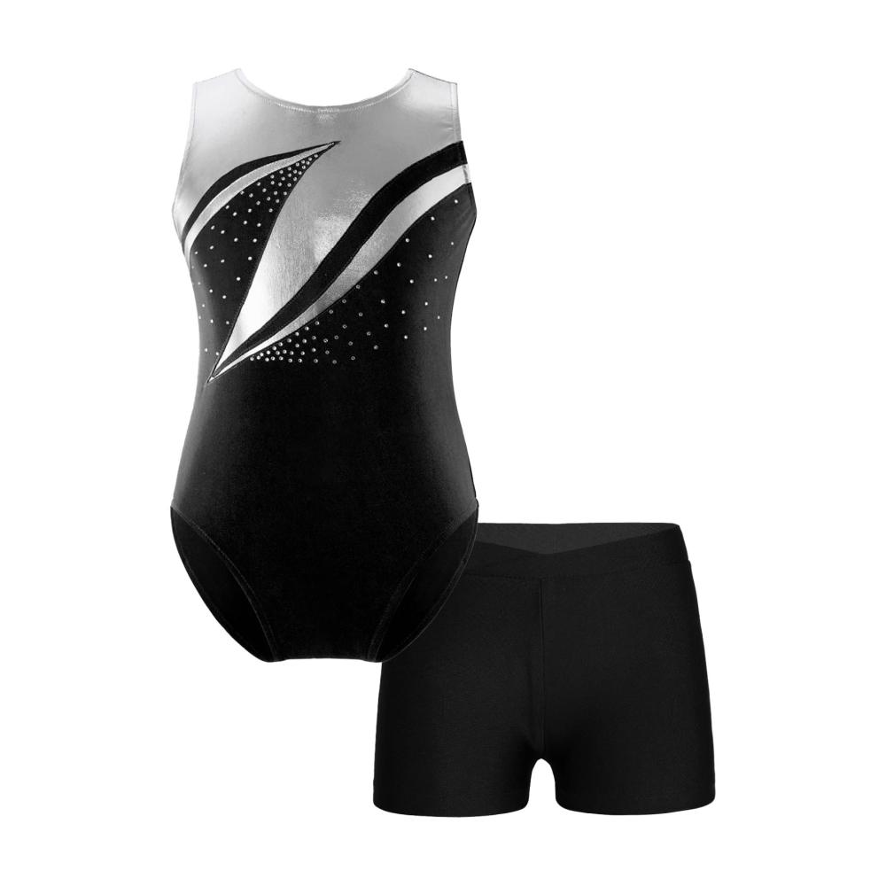 Stilvoller Glanz Mädchen Leotards Set mit Fitness-Shorts - Hochwertiger Gymnastikanzug für Tanz und Sport von Choomomo