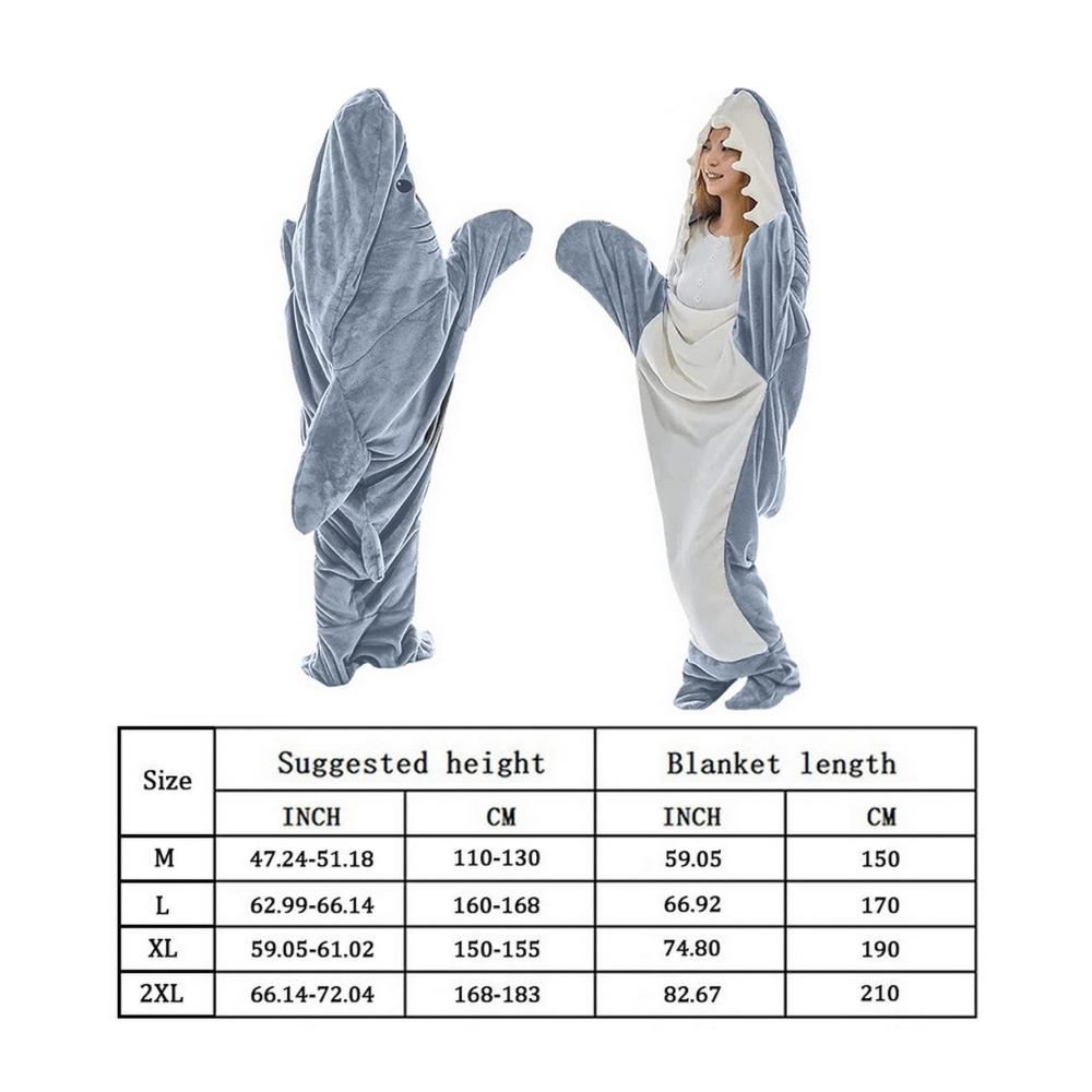 Kuschelige superweiche Flanell-Hai-Kuscheldecke - Perfekt für Teenager und Erwachsene! (Blau 190cm