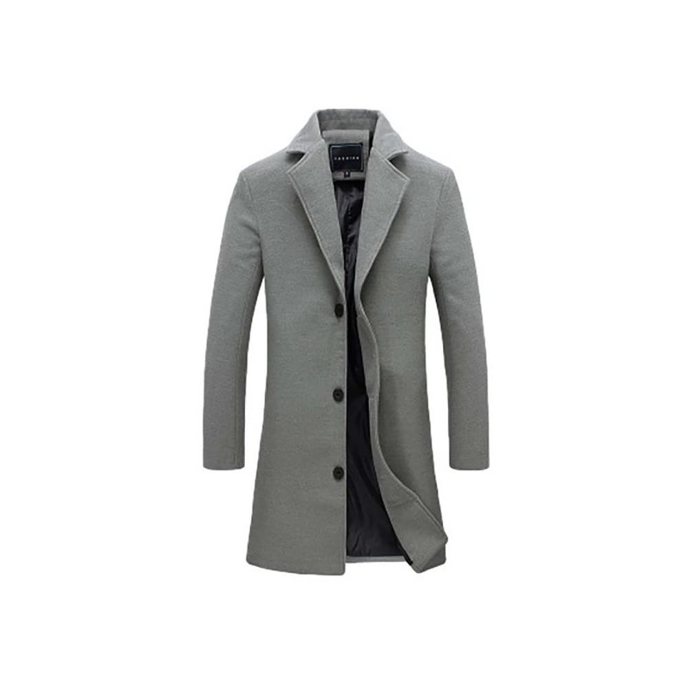 Eleganter Herren Trenchcoat Stilvoller Wollmantel für den Winter mit Slim Fit Kerbkragen & 3 Knöpfen - Ein Muss für kalte Tage