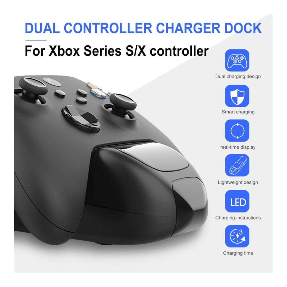 Weekender Ladestation Controller Doppel-Dockingstation kompatibel mit Xbox Series S/X Gamepad USB-Ladestationen mit 2 Schnelllade-Steckplätzen für Xbox One X/S DualSense und Switch Pro Controller