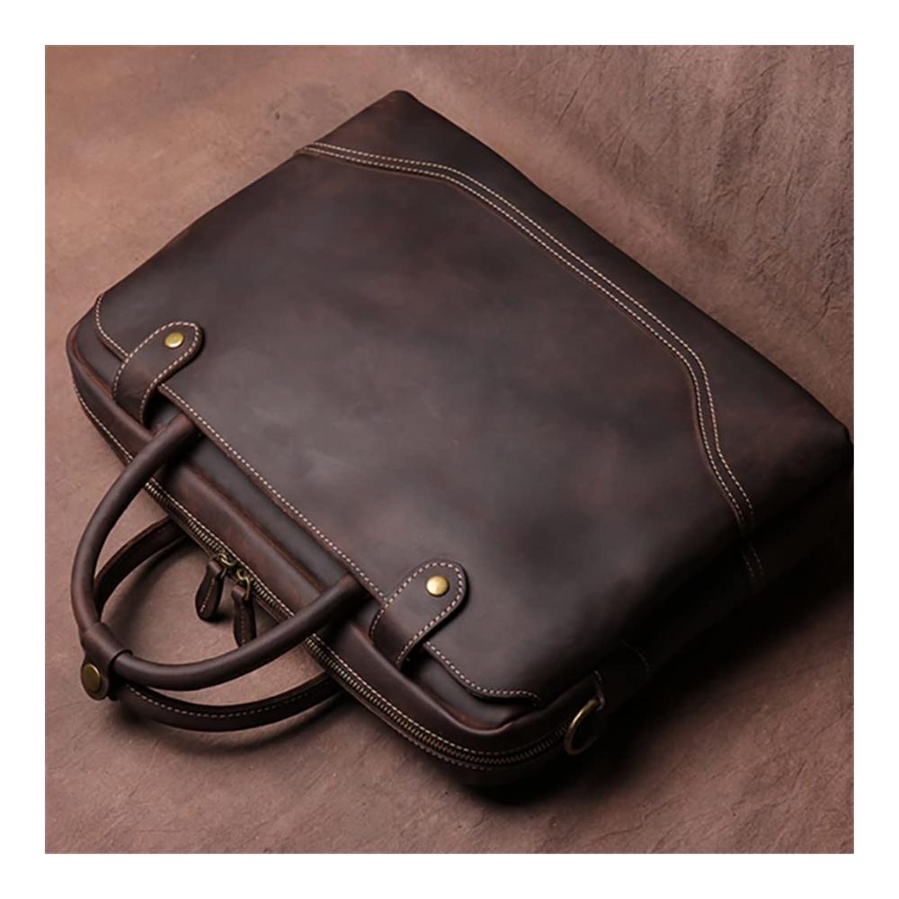 Klassische Echtleder Aktentasche Stilvoller Begleiter für Herren. Hochwertiges Vintage-Design perfekt für den lässigen Business-Look. 156 Zoll Laptopfach inklusive