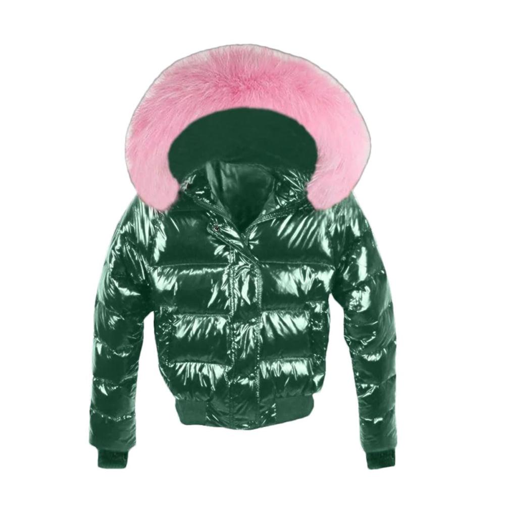 Damen Winter Daunenjacke mit Kapuze und Kunstpelzkragen Kurzmantel für kalte Tage