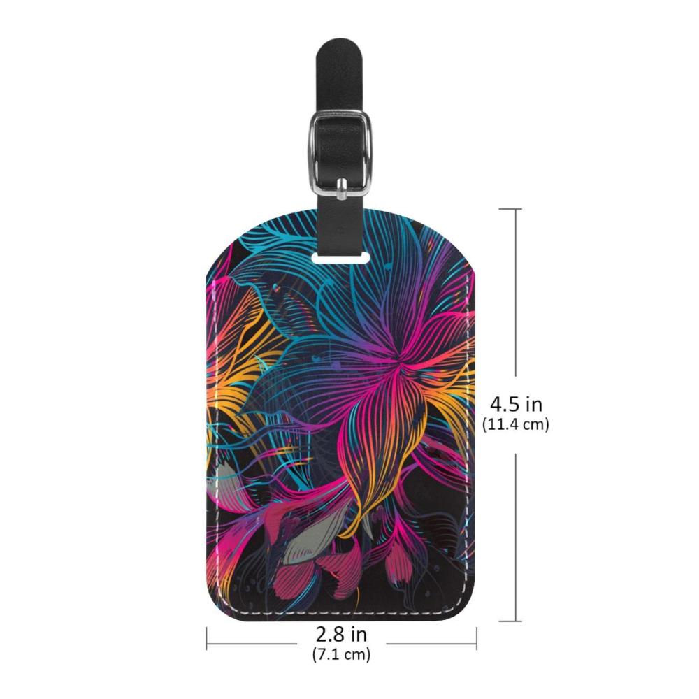 Entdecken Sie die Vielfalt 2er-Pack Koffer- & Taschenanhänger mit bunten abstrakten Blumen Leder-ID-Etiketten Schleifen und Sichtschutzabdeckungen für Reisetaschen