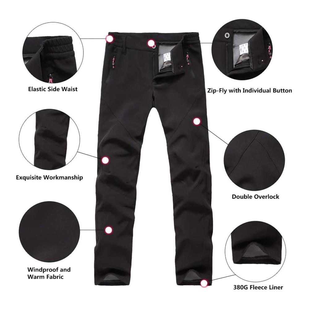 Hosen für Damen Softshellhose Fleece-gefüttert Warm Outdoorhose Wasserdicht Winddicht Thermohose Winterhose Skihose Snowboardhose Trekkinghose Funktionshose