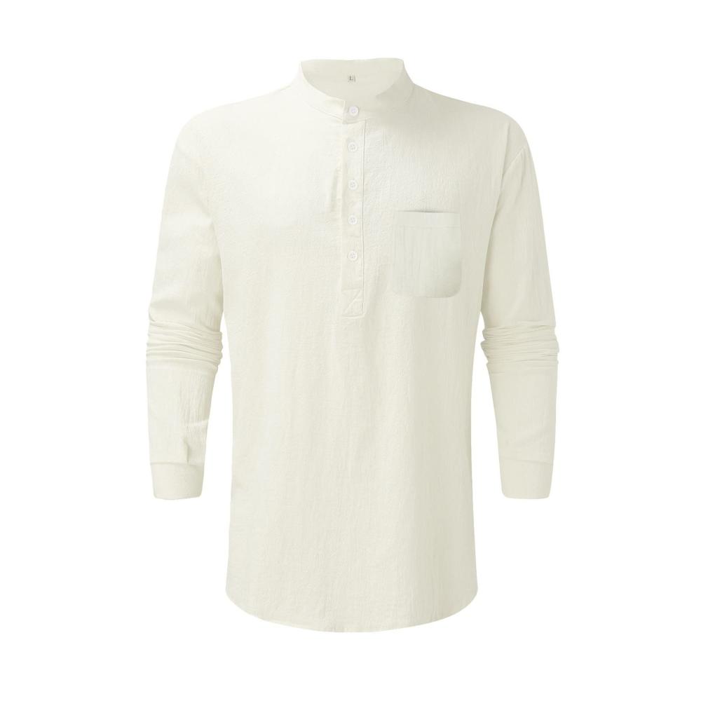 Stilvoll und vielseitig Herren Langarm T-Shirt in Vintage-Optik aus Baumwolle und Leinen. Perfekt für den Sommer Freizeit und Strand. Jetzt zugreifen