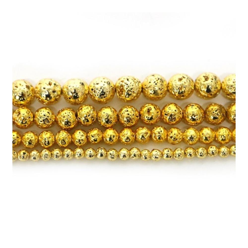 Entfache deine Kreativität mit 95 goldenen 4mm Naturstein Lava Hämatit Perlen! Perfekt für DIY Schmuckherstellung von Halsketten und Armbändern. Erlebe den Glanz von Handgemachtem