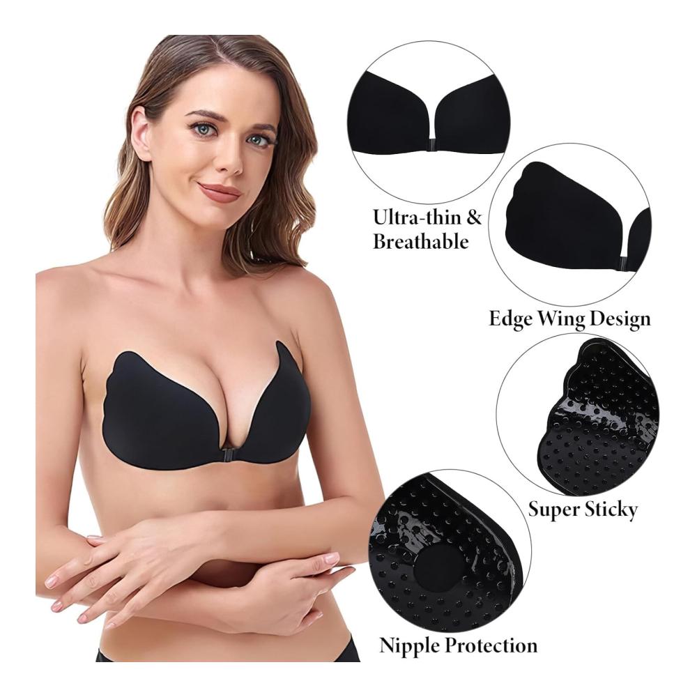 Klebe-BH Trägerlos Push-Up Rückenlos Unsichtbar Brautkleid Badeanzug Rüschenabdeckung